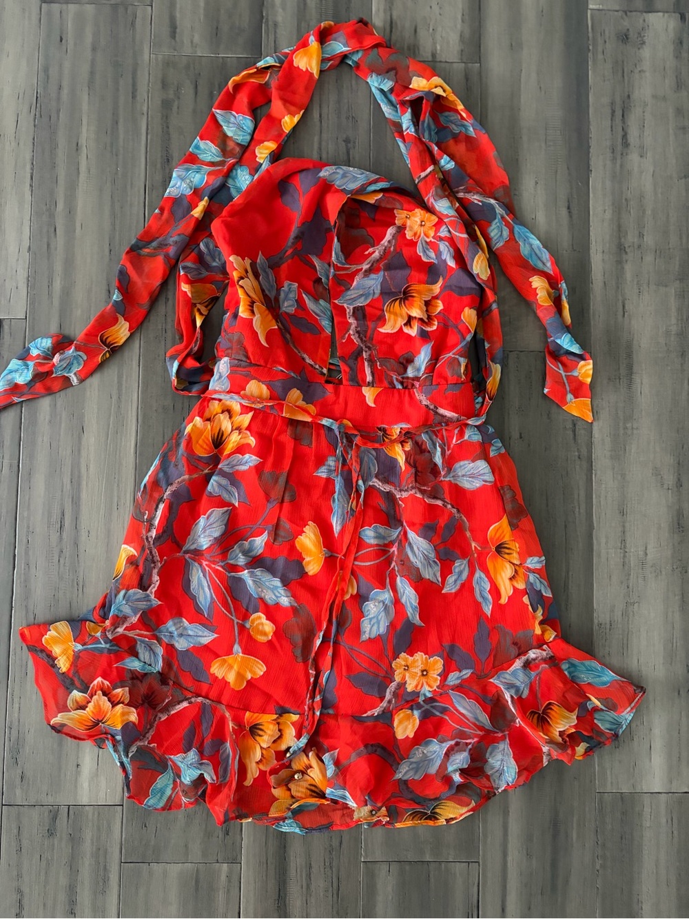 Red tropical/floral dress - Angel Biba - size S